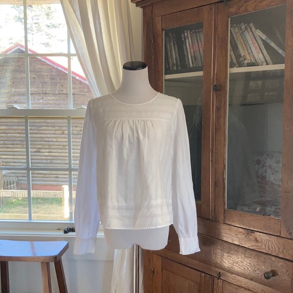 LOFT White Cotton Pullover Top, Size M